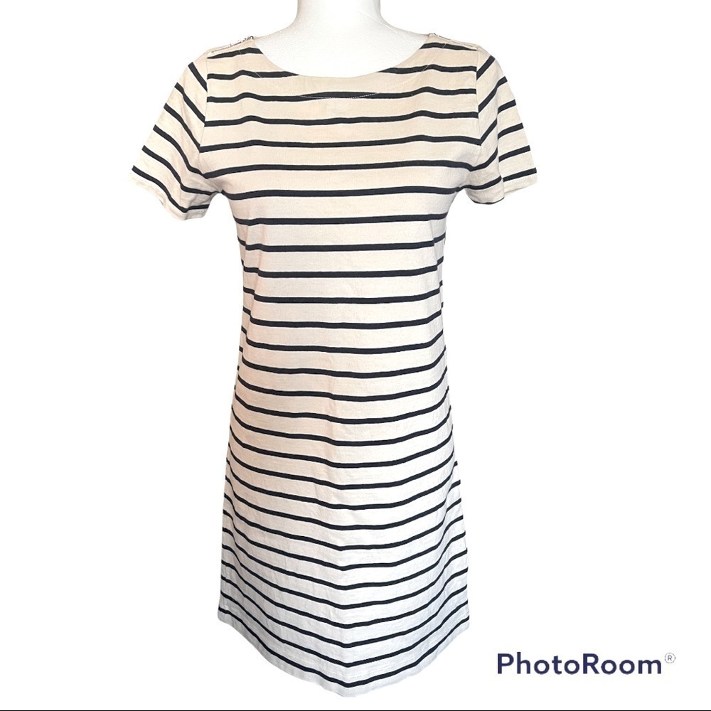 J. Crew beige striped shirt dress XS